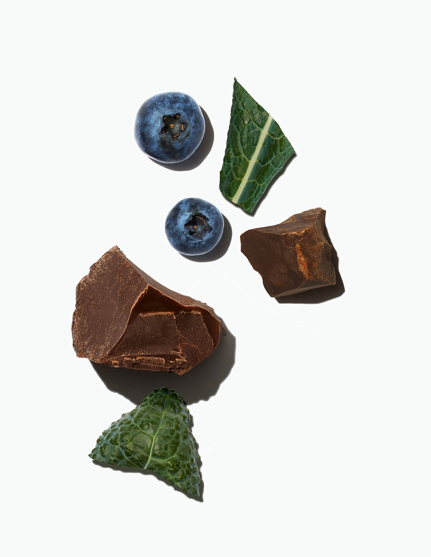 Chocolate, blueberries, and kale