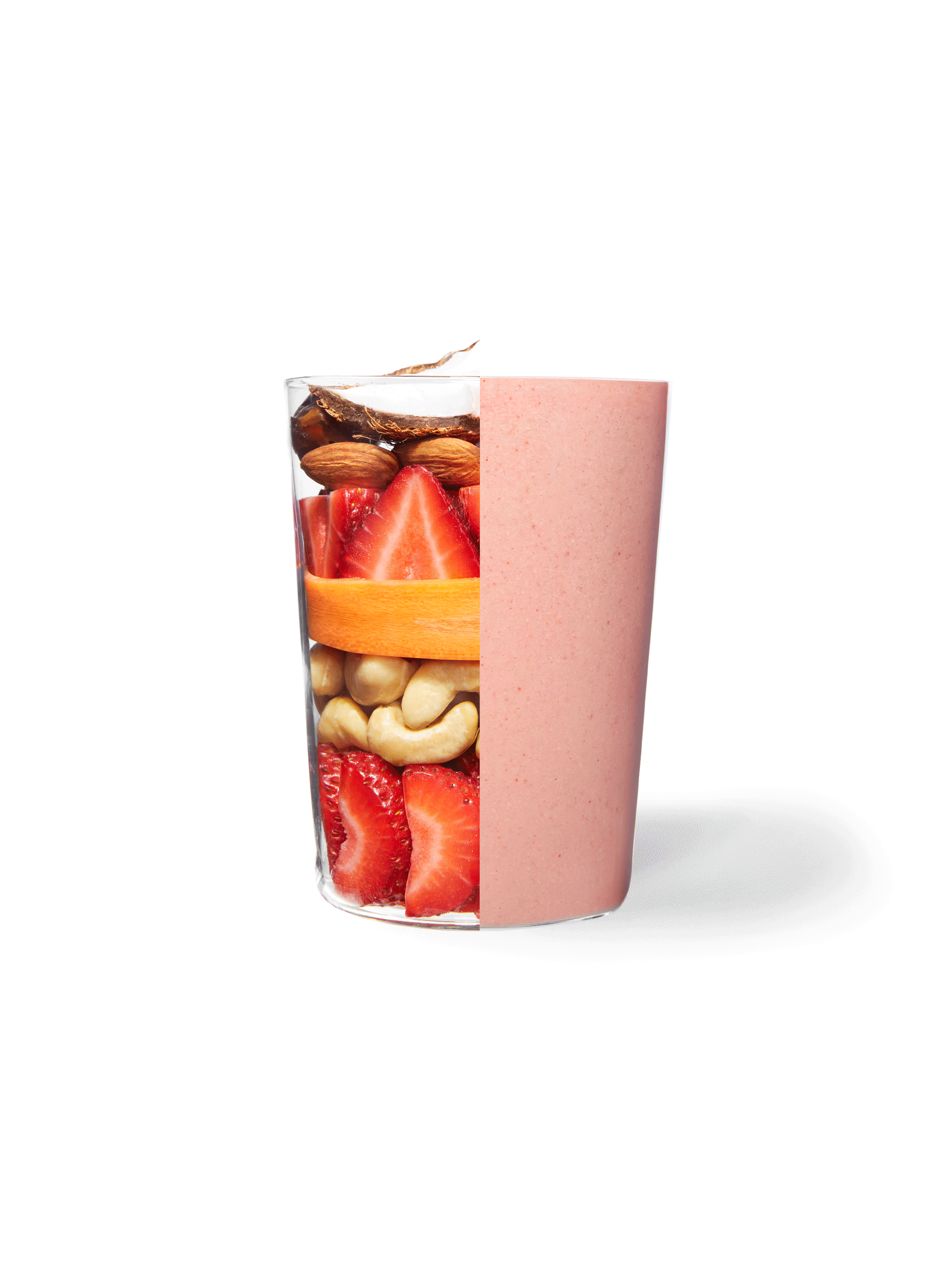 Strawberry + Cashew Smoothie Split Image