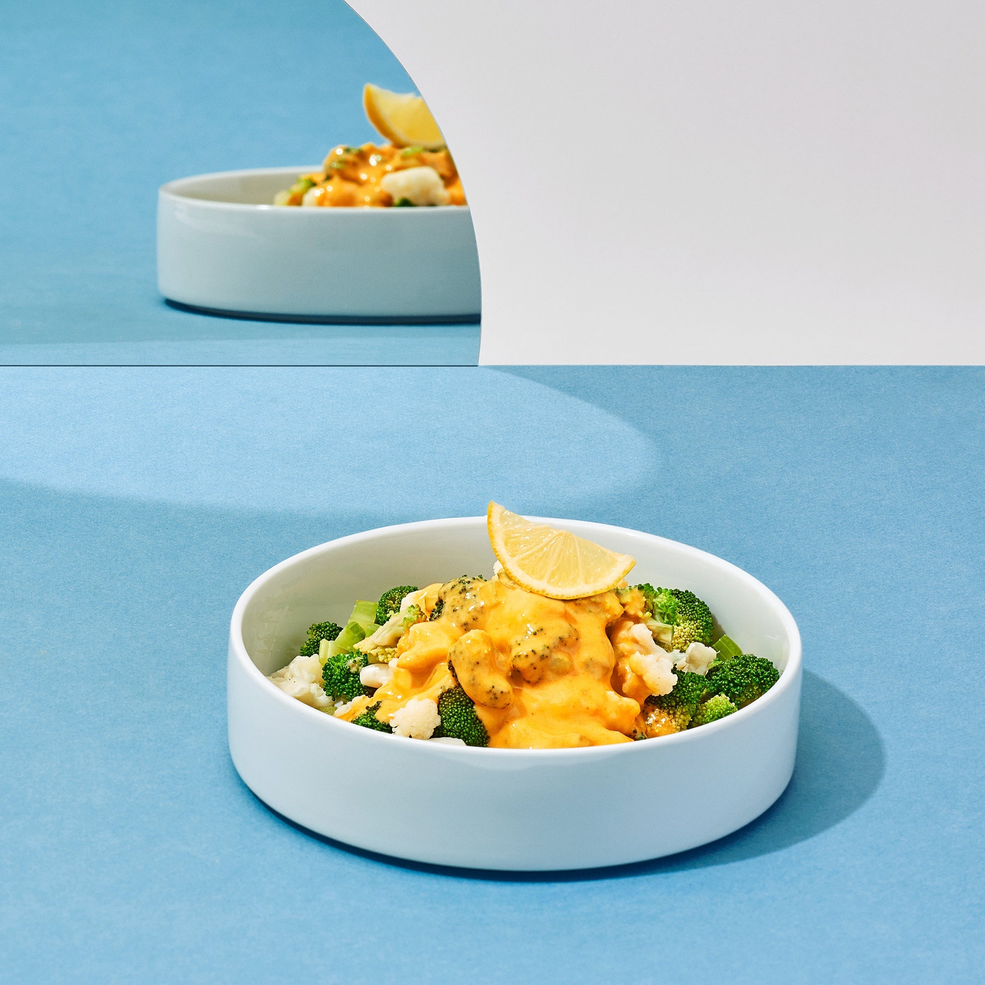 A prepared Broccoli + Cheeze Harvest Bowl