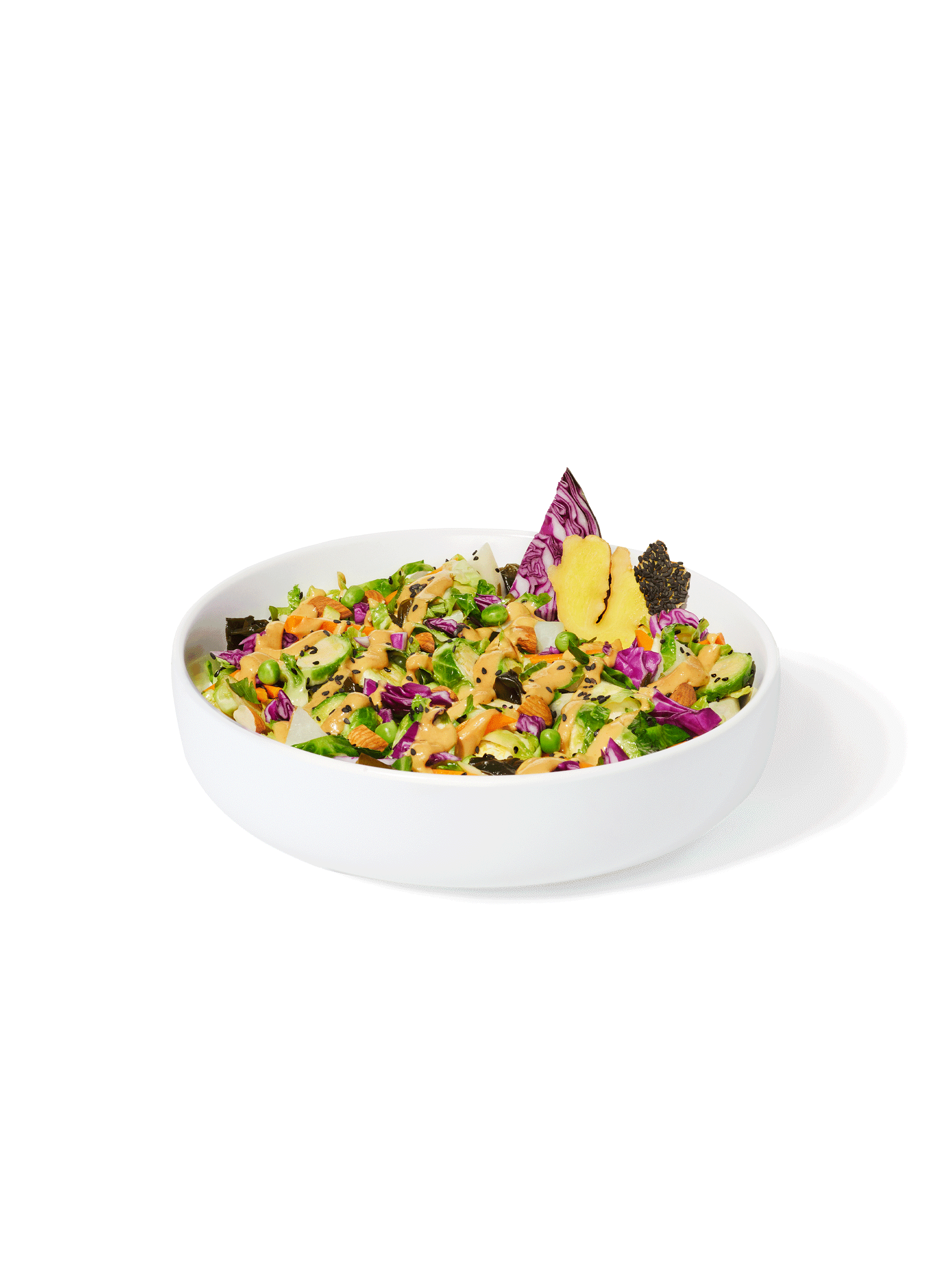 Image of Daily Harvest Brussels Sprouts + Sesame Harvest Bowl prepared and plated.