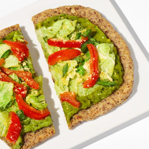 Image of Daily Harvest Bell Pepper + Cilantro flatbread prepared.