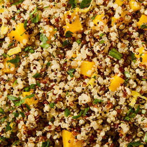 A close-up shot of our Lemon Quinoa and Butternut Squash Grains.