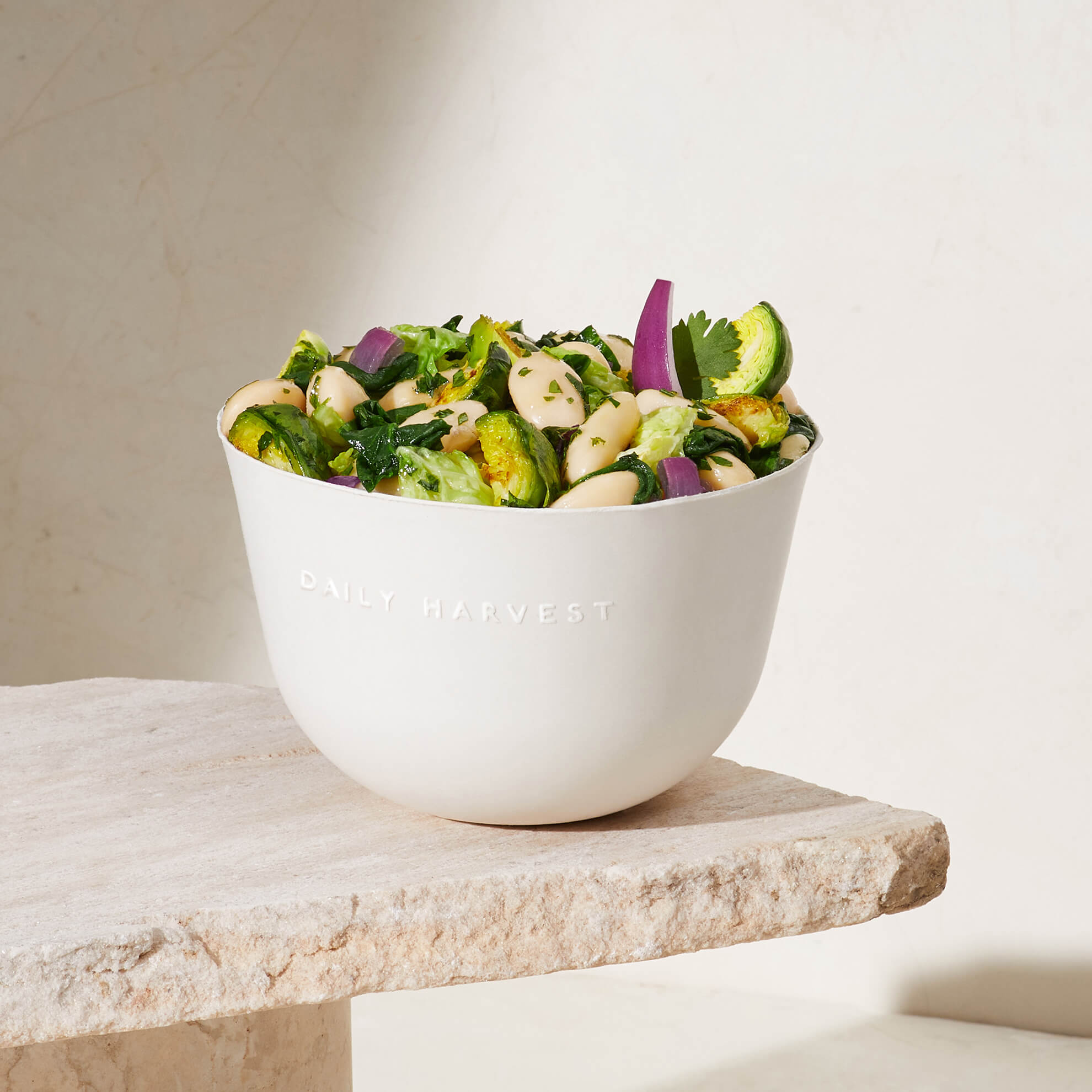 A prepared Gigante Bean + Savoy Cabbage Harvest Bowl